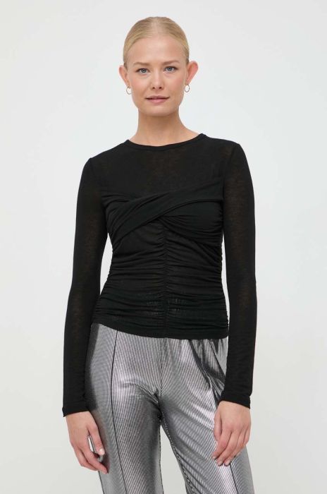 Лонгслів з домішкою кашеміру Pinko колір чорний