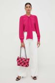 Сорочка з домішкою шовку Pinko колір рожевий regular в'язане декольте
