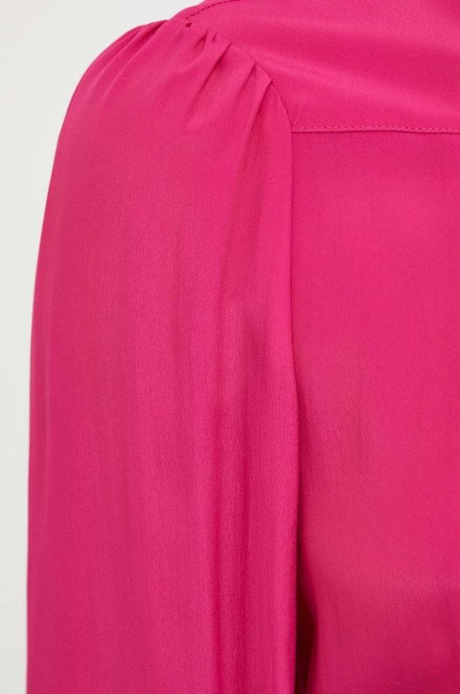 Сорочка з домішкою шовку Pinko колір рожевий regular в'язане декольте фото 5