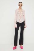 Блузка з домішкою шовку Blugirl Blumarine колір рожевий однотонна