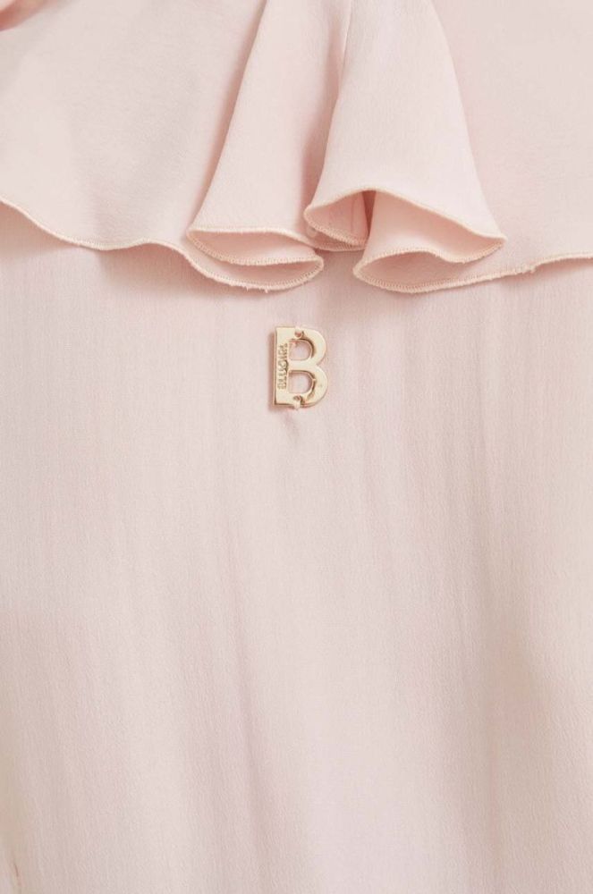 Блузка з домішкою шовку Blugirl Blumarine колір рожевий однотонна фото 5