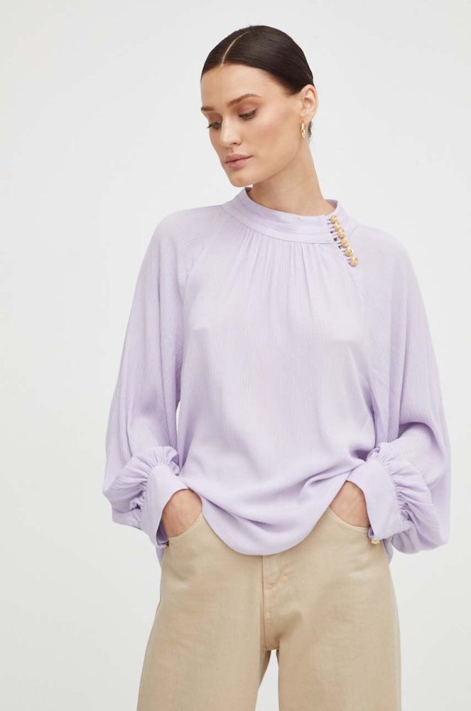 Блузка BA&SH жіноча колір фіолетовий однотонна