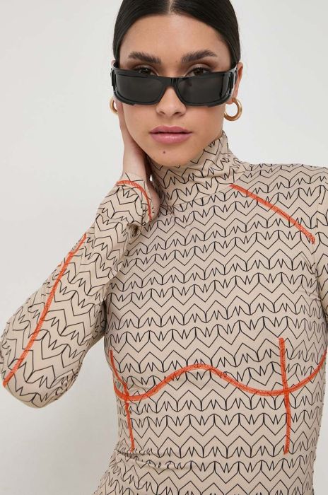 Лонгслів Patrizia Pepe колір бежевий півгольф