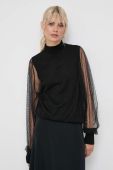 Блузка з домішкою вовни Twinset колір чорний однотонна (3620997)