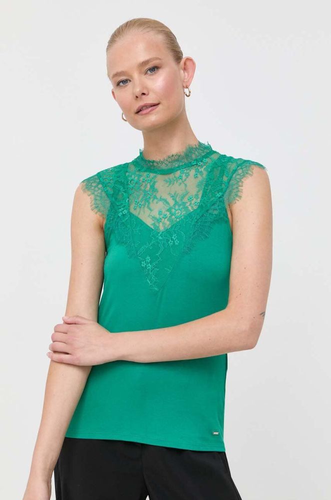 Блузка Morgan жіноча колір зелений однотонна (3427775)