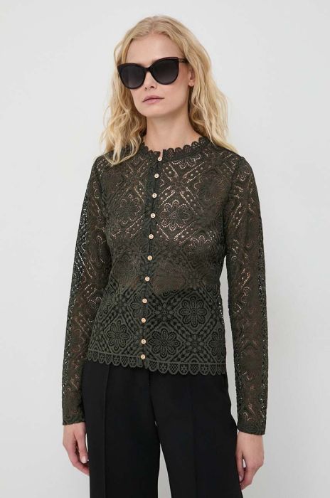 Блузка Morgan жіноча колір зелений однотонна (3680893)