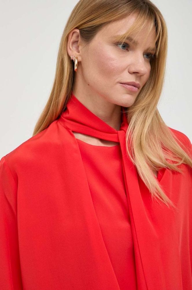 Шовкова блузка Victoria Beckham колір червоний однотонна фото 4