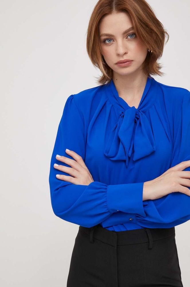 Блузка Artigli жіноча однотонна колір блакитний