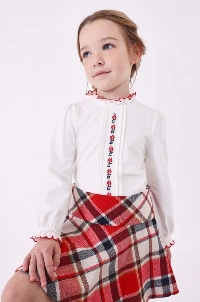 Дитяча блузка Mayoral колір червоний з аплікацією
