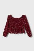 Дитяча блузка Pepe Jeans колір бордовий візерунок