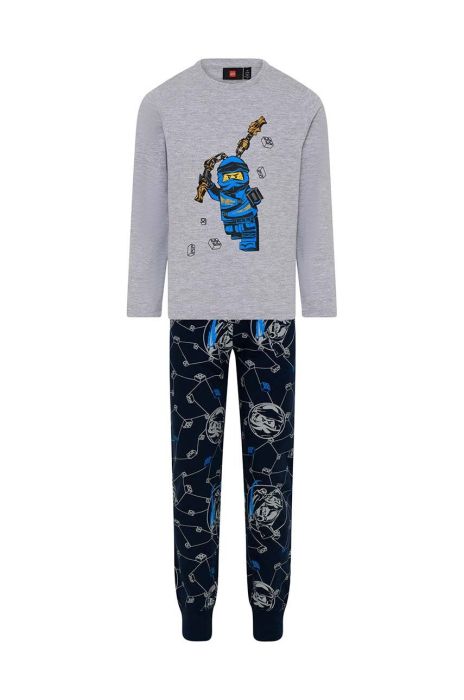 Дитяча бавовняна піжама Lego x Ninjago колір сірий з принтом