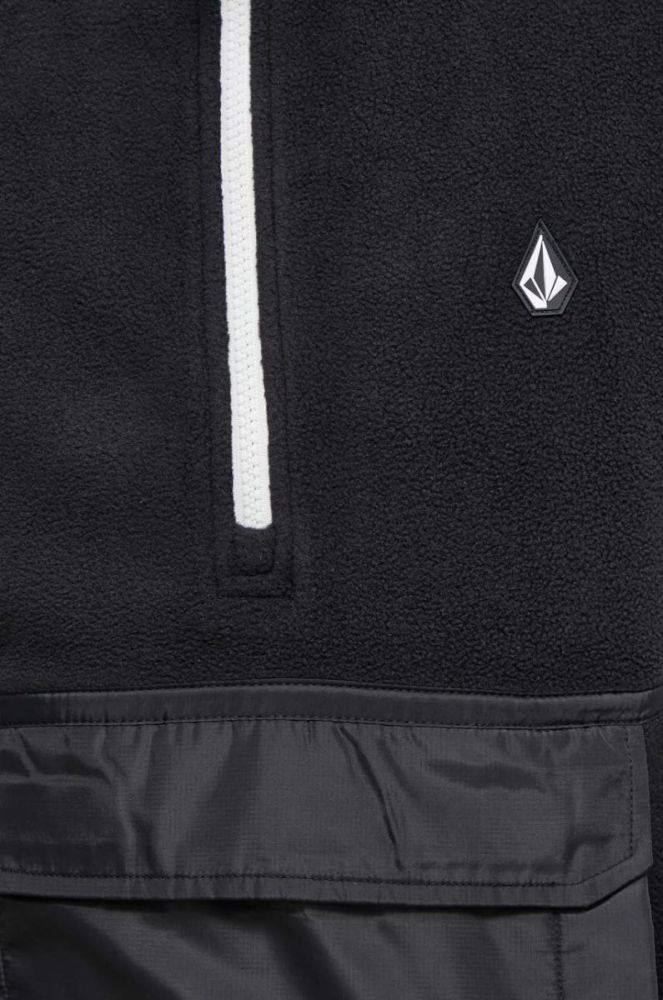 Флісова кофта Volcom колір чорний однотонна фото 5