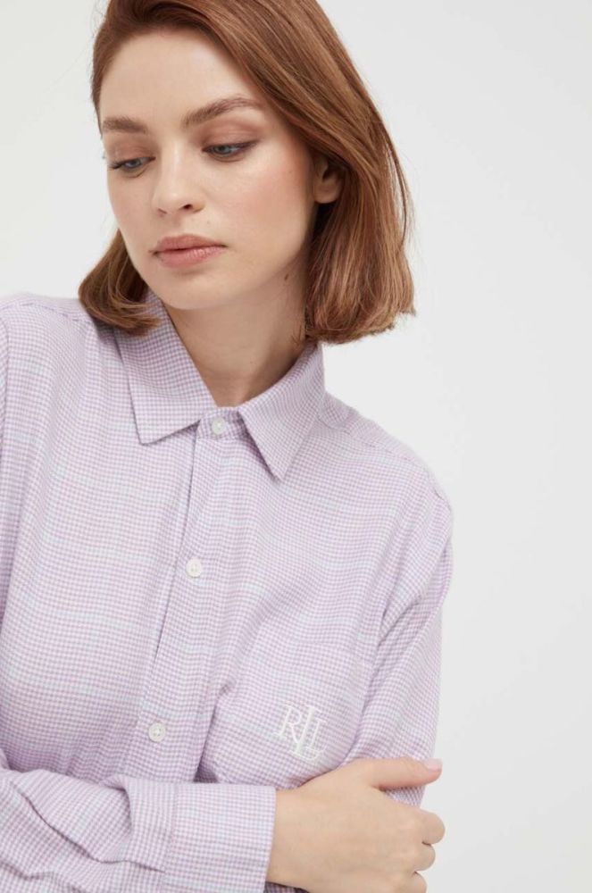 Нічна сорочка Lauren Ralph Lauren жіноча колір фіолетовий фото 4