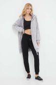 Кофта лаунж Dkny колір сірий з капюшоном однотонна