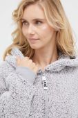 Кофта лаунж Dkny колір сірий з капюшоном однотонна