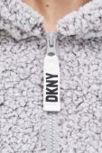 Кофта лаунж Dkny колір сірий з капюшоном однотонна