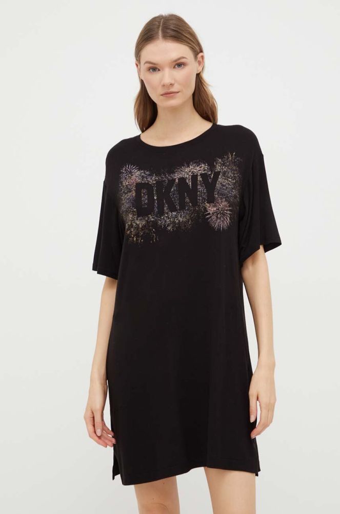 Нічна сорочка Dkny жіноча колір чорний (3624596)