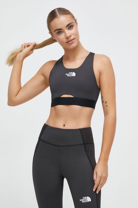 Спортивний бюстгальтер The North Face колір чорний однотонний Спортивний бюстгальтер The North Face колір чорний однотонний