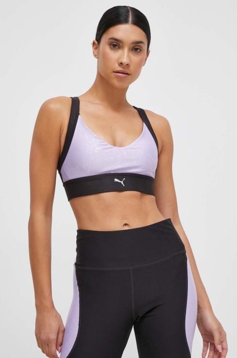 Спортивний бюстгальтер Puma колір фіолетовий візерунок Спортивний бюстгальтер Puma колір фіолетовий візерунок