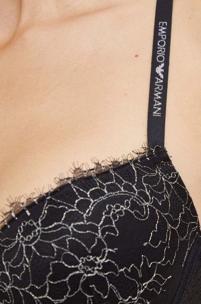 Бюстгальтер Emporio Armani Underwear колір чорний мереживо візерунок фото 4