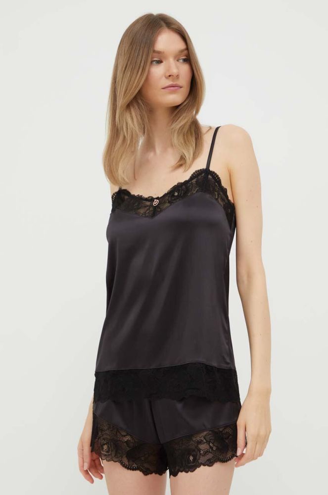 Піжама Emporio Armani Underwear жіноча колір чорний мереживо