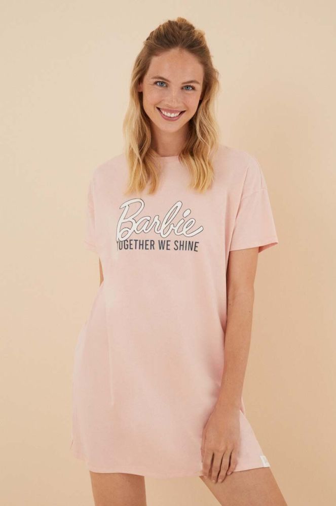 Бавовняна піжамна сорочка women'secret Barbie & Ken колір рожевий з бавовни 4446191
