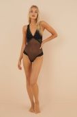 Боді women'secret BODYLETTE AUTUMN колір чорний мереживо однотонний 4036298