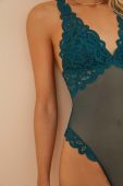 Боді women'secret BODYLETTE AUTUMN колір зелений мереживо однотонний 4036299