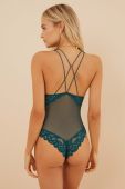 Боді women'secret BODYLETTE AUTUMN колір зелений мереживо однотонний 4036299
