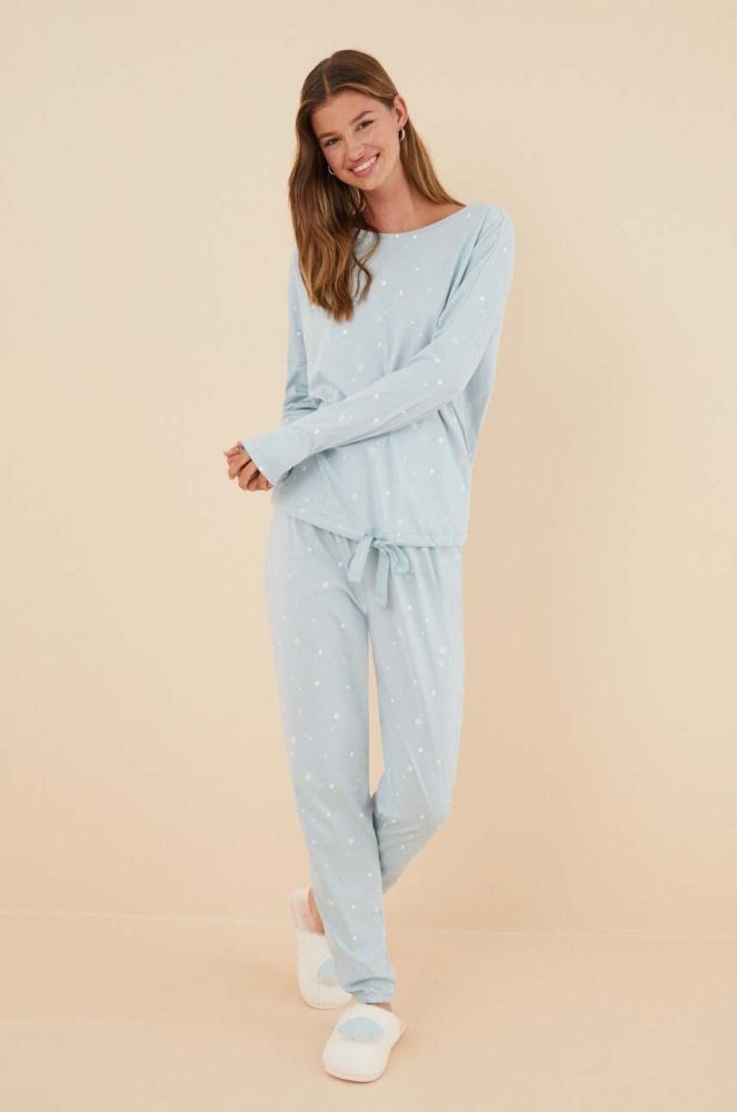 Бавовняна піжама women'secret COZY CLOUDS з бавовни 3136011 колір блакитний