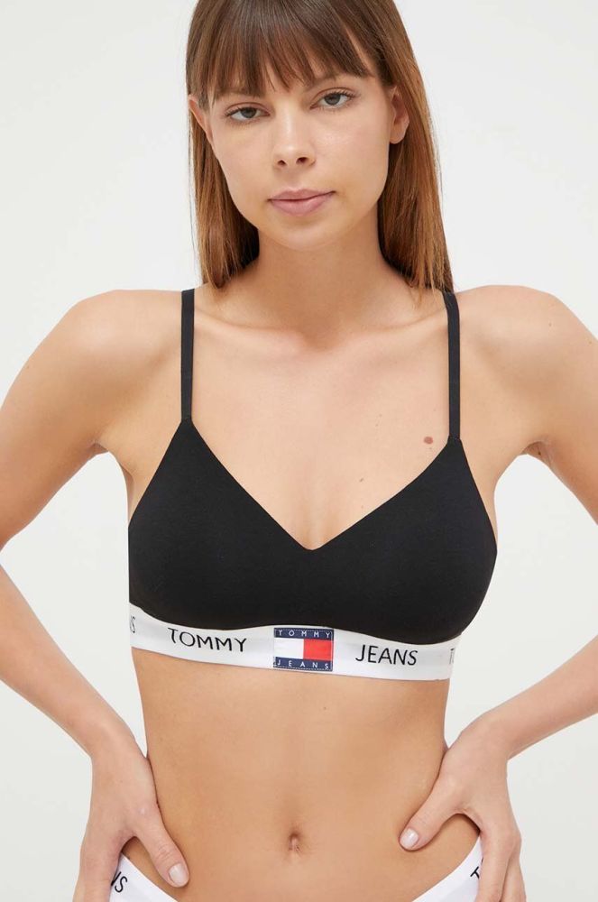 Бюстгальтер Tommy Jeans колір чорний однотонний (3485052)