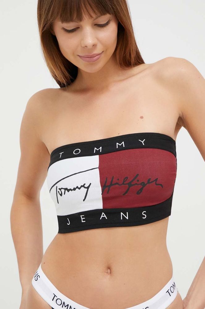 Бюстгальтер Tommy Jeans колір чорний візерунок