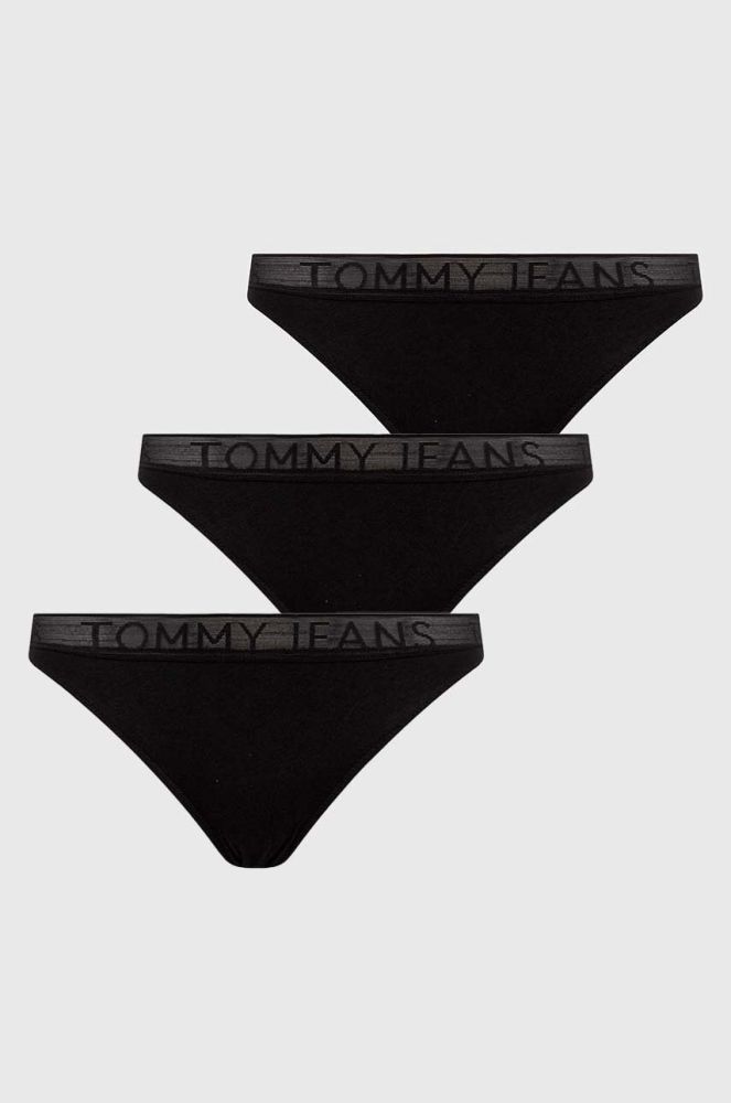 Стринги Tommy Jeans 3-pack колір чорний