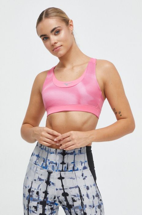 Спортивний бюстгальтер Mizuno Alpha Graphic колір рожевий візерунок (3576587)