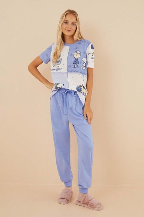 Бавовняна піжама women'secret Snoopy з бавовни 3136066 колір блакитний