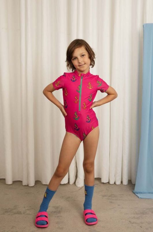 Суцільний дитячий купальник Mini Rodini колір рожевий (3268657)