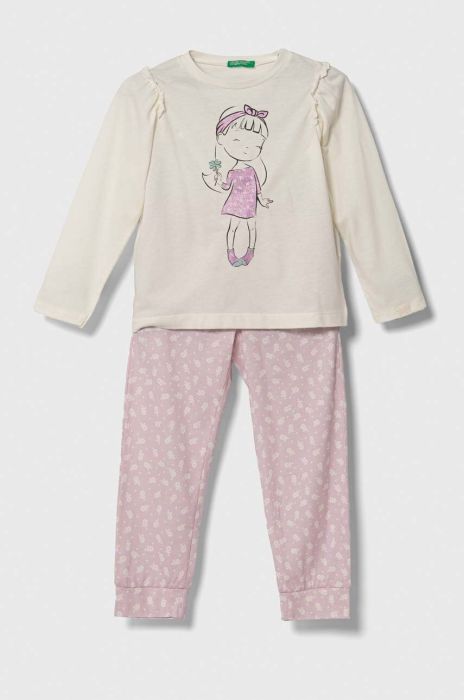 Дитяча піжама United Colors of Benetton колір бежевий візерунок (3400412) Дитяча піжама United Colors of Benetton колір бежевий візерунок (3400412)