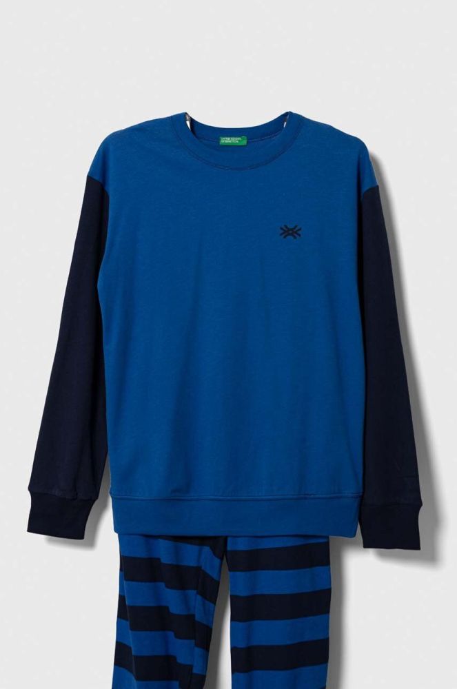 Дитяча піжама United Colors of Benetton візерунок колір блакитний