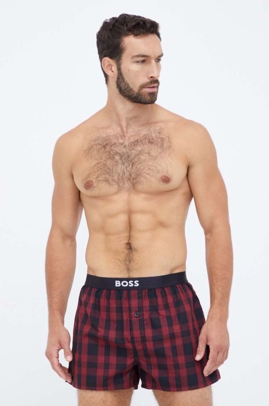 Бавовняні боксери BOSS 2-pack колір бордовий
