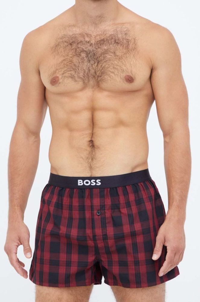 Бавовняні боксери BOSS 2-pack колір бордовий фото 5