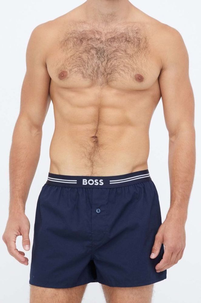 Бавовняні боксери BOSS 3-pack колір синій фото 7