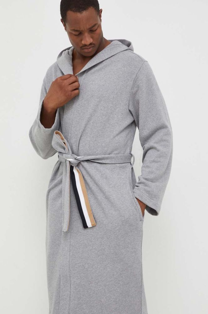 Бавовняний халат BOSS колір сірий (3506355)