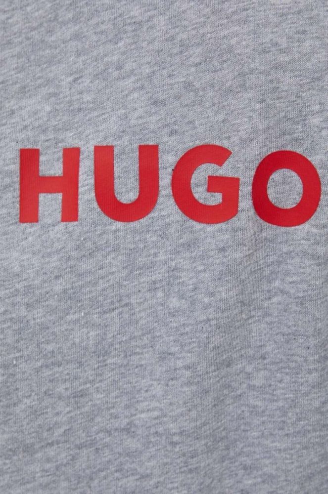 Бавовняний халат HUGO колір сірий фото 5