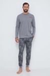 Бавовняна піжама HUGO колір сірий візерунок