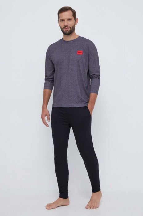 Піжама HUGO чоловіча колір чорний меланж