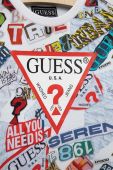Дитяча бавовняна кофта Guess колір білий візерунок