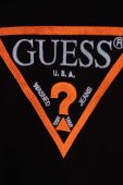 Дитяча бавовняна кофта Guess колір чорний з капюшоном з аплікацією (3517518)