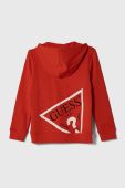 Дитяча кофта Guess колір червоний з капюшоном меланж