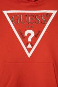 Дитяча бавовняна кофта Guess колір червоний з капюшоном з принтом