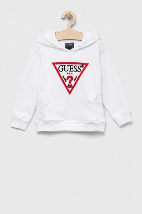 Дитяча бавовняна кофта Guess колір білий з аплікацією (3293622)